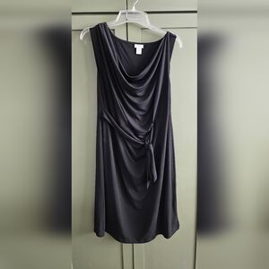 Motherhood Maternity. Black Sleeveless Maternity Dress, Cowl Neck, Tie Waist, XL